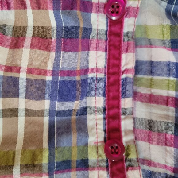 Christopher & Banks Plaid Button-Up Shirt P/L Cotton & Nylon - Picture 5 of 7